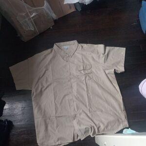 Real Essentials Mens Oxford Shirt Color Beige Size 4X Big&Tall Cozy Comfort...